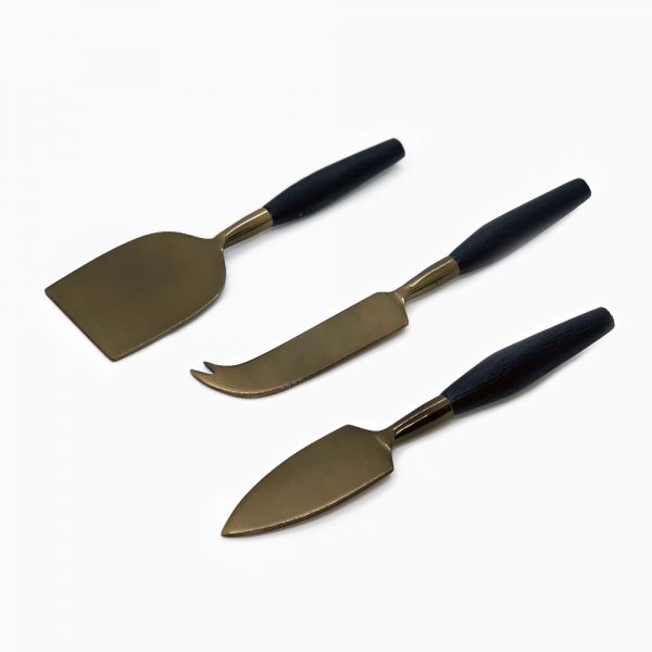 Artisanal Black and Gold Cheese Knives, Set of 3 Style
