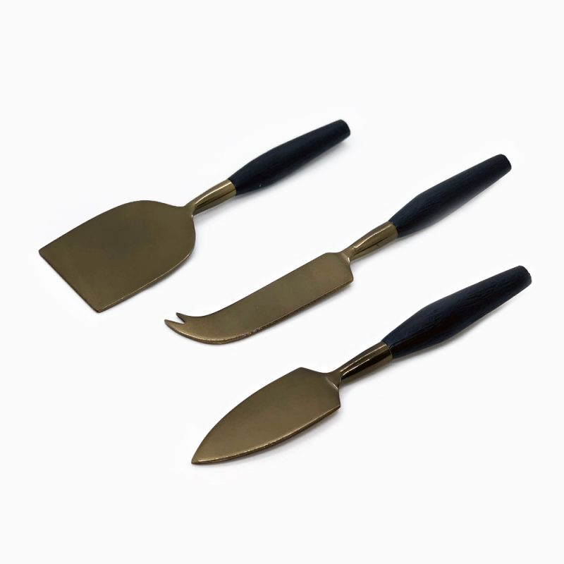 Artisanal Black and Gold Cheese Knives, Set of 3 Style