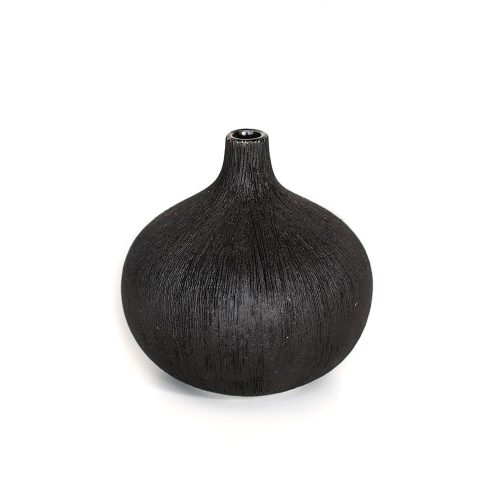 Black-Brown Streaked Round Vase
