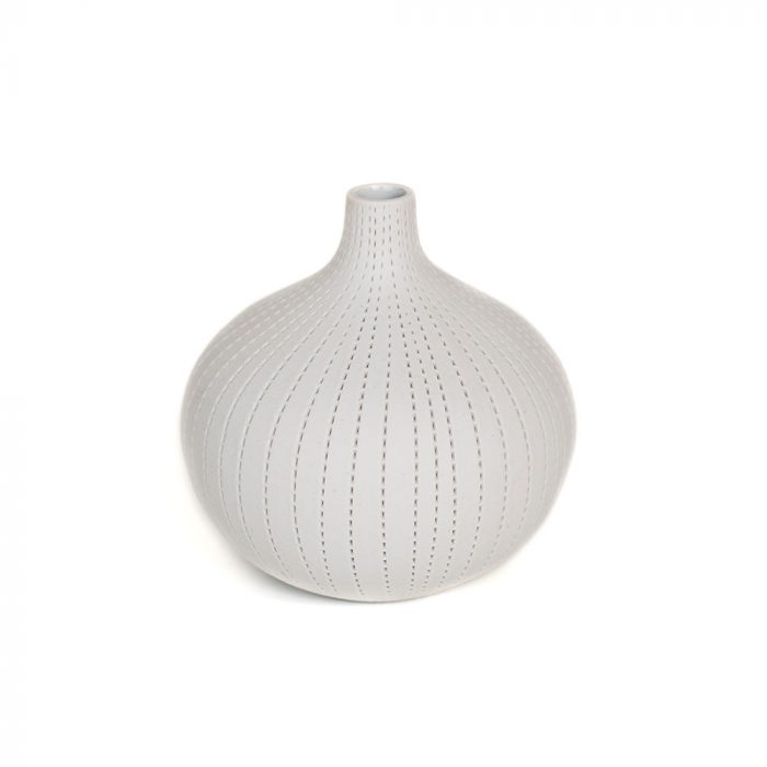 white dotted round vase